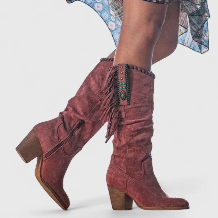 Quinn Orthopedic Suede Heeled Boots – front view