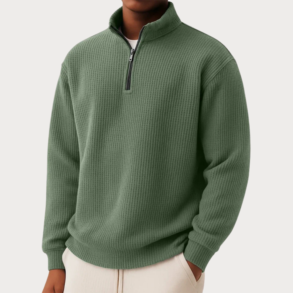 Rafferty Knit Quarter-Zip styled with chinos