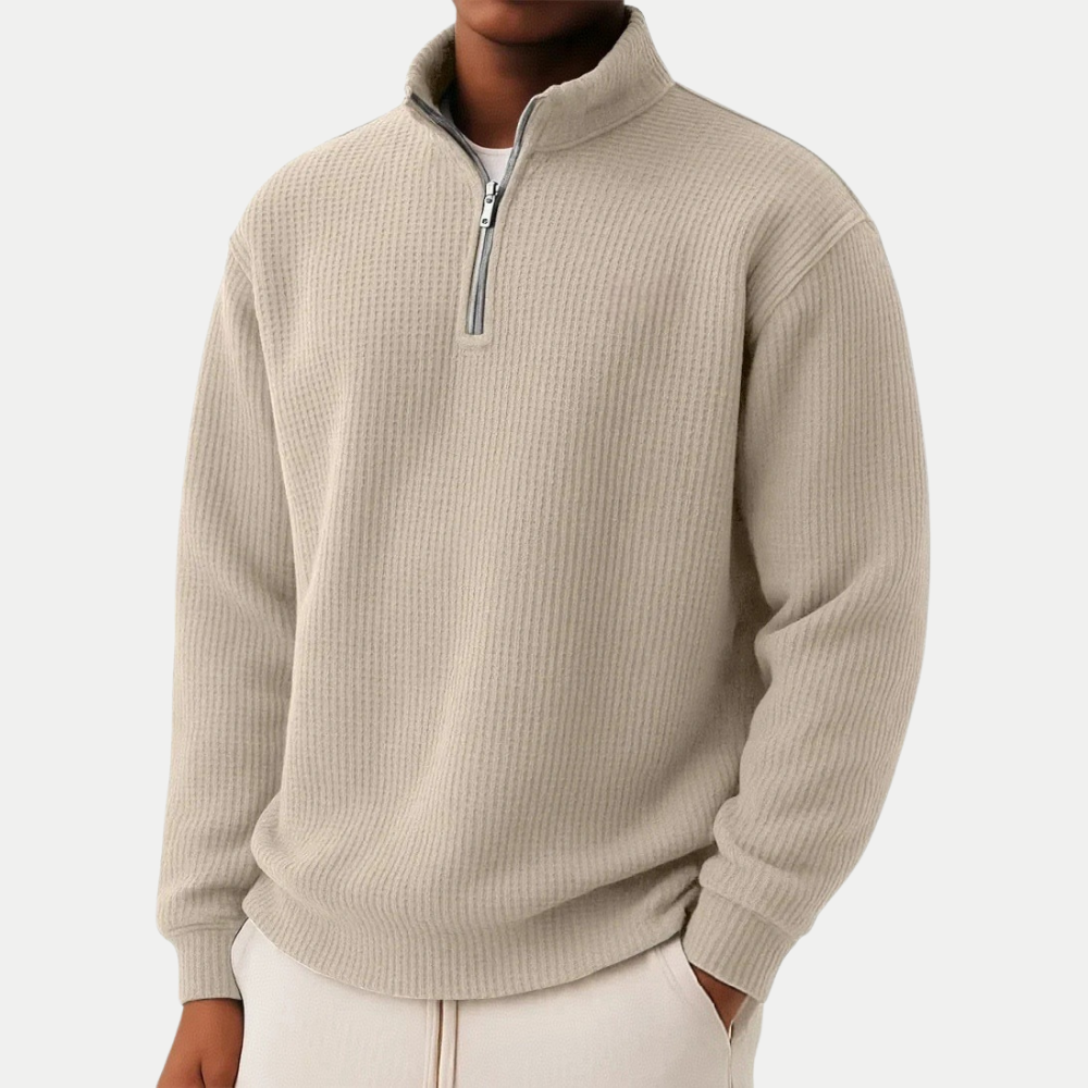 Rafferty Knit Quarter-Zip zip closure close-up