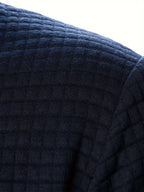 Raymond Textured Quilted Zip-Up Bomber Jacket – Navy, fabric close-up