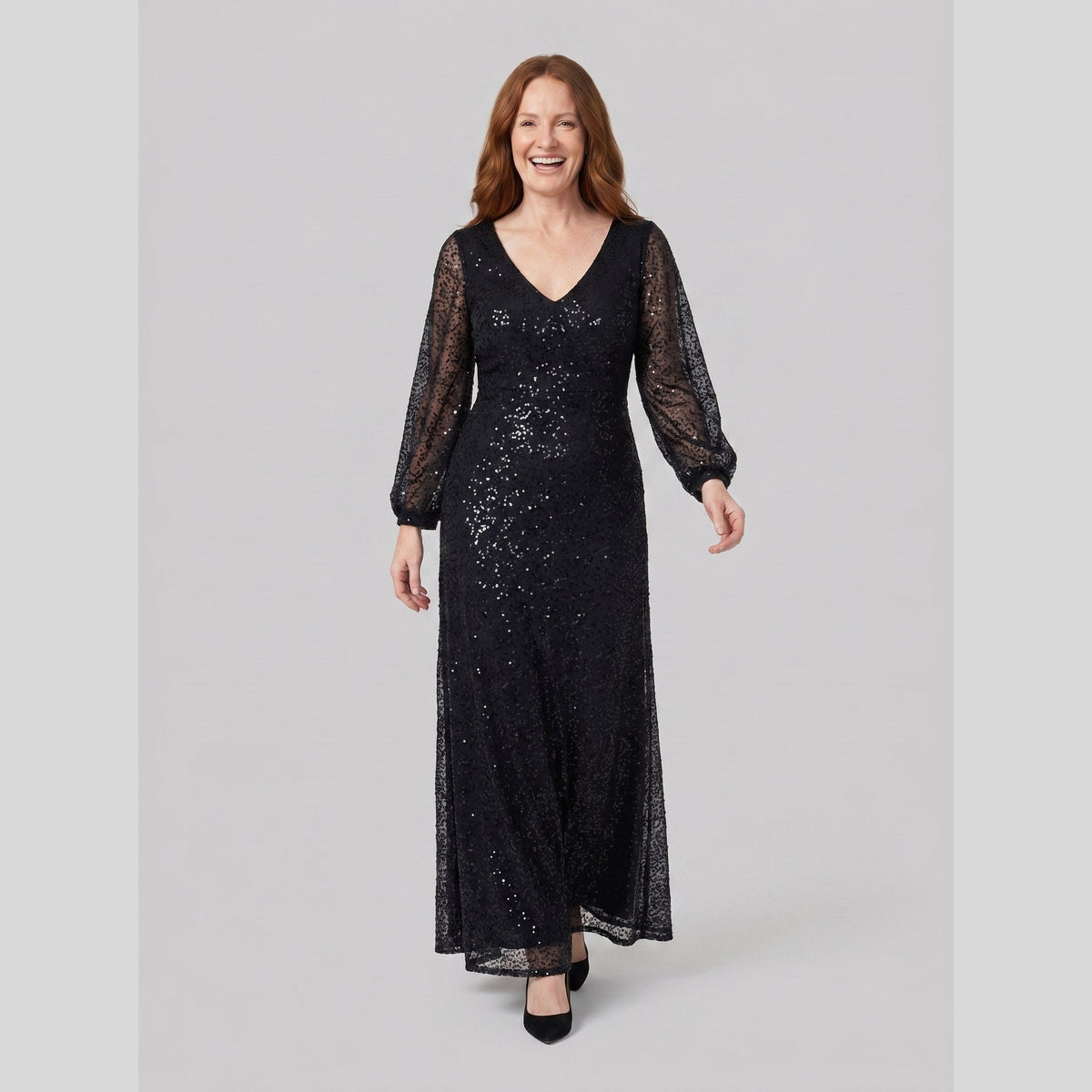 Rayven | Sequin A-Line Gown by Vera Noir – in black