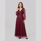 Rayven | Sequin A-Line Gown by Vera Noir – in burgundy