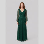 Rayven | Sequin A-Line Gown by Vera Noir – in dark green