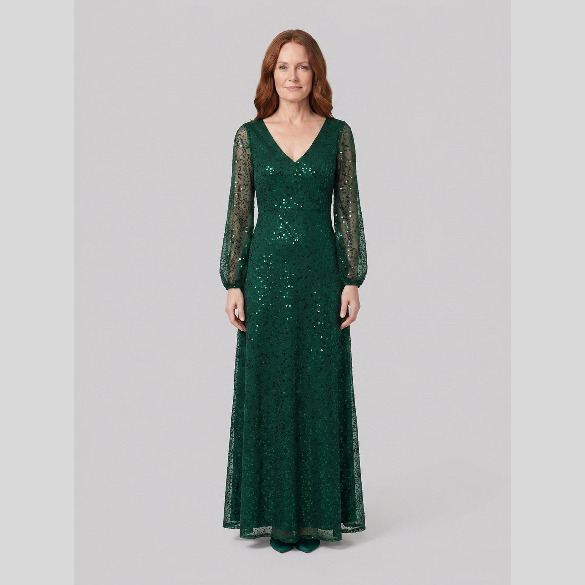 Rayven | Sequin A-Line Gown by Vera Noir – in dark green