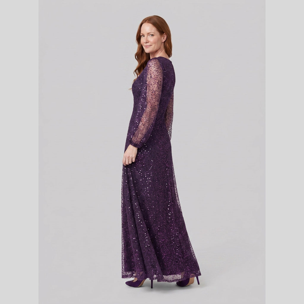 Rayven | Sequin A-Line Gown by Vera Noir – in dark purple