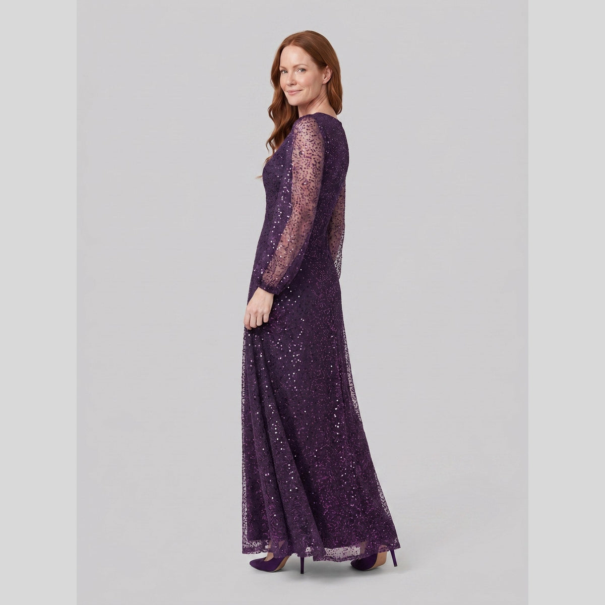 Rayven | Sequin A-Line Gown by Vera Noir – in dark purple