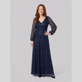 Rayven | Sequin A-Line Gown by Vera Noir – in navy blue