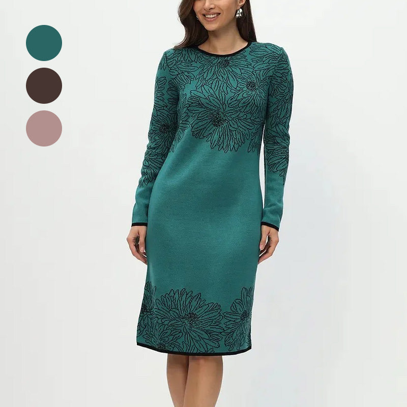 Rhoselavessa Printed V-Neck Dress – front view