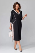 Rhoselivessa Contrast V-Neck Dress – front view
