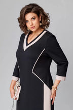 Rhoselivessa Contrast V-Neck Dress – detail view