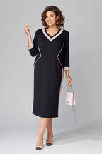 Rhoselivessa Contrast V-Neck Dress – side view