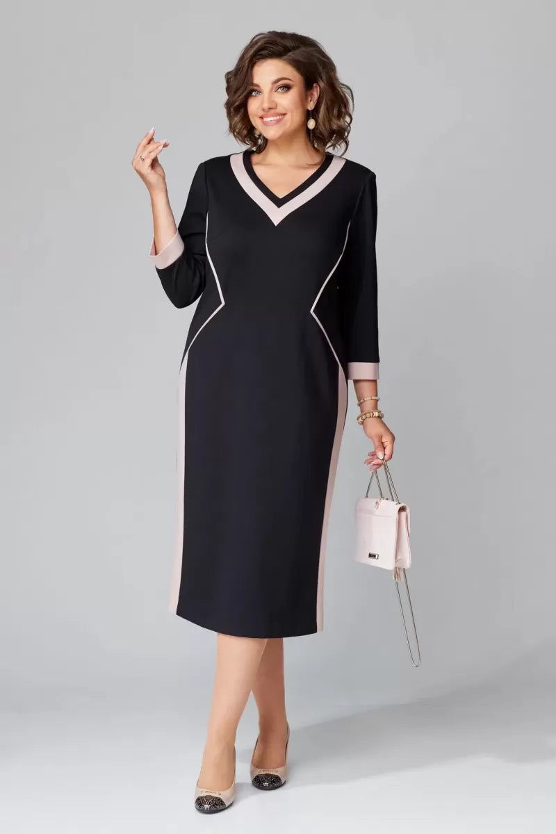 Rhoselivessa Contrast V-Neck Dress – side view