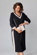 Rhoselivessa Contrast V-Neck Dress – close-up