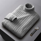 Rhys | Cable Knit Turtleneck Sweater – front view