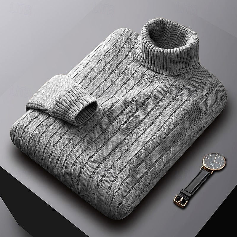Rhys | Cable Knit Turtleneck Sweater – front view