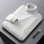 Rhys | Cable Knit Turtleneck Sweater – styled view