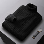 Rhys | Cable Knit Turtleneck Sweater – styled view