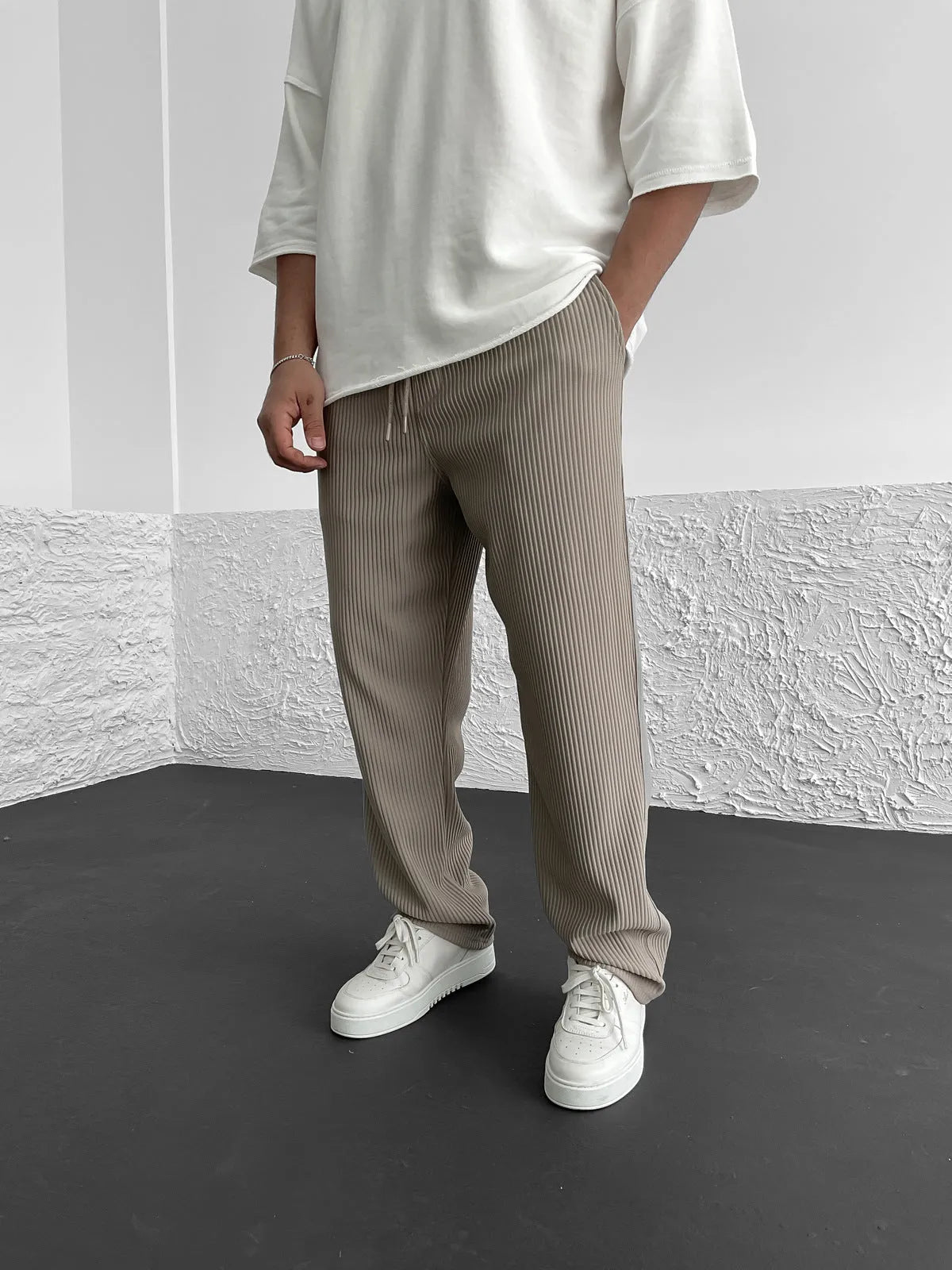 Rive Ribbed Relaxed Fit Trousers – front view