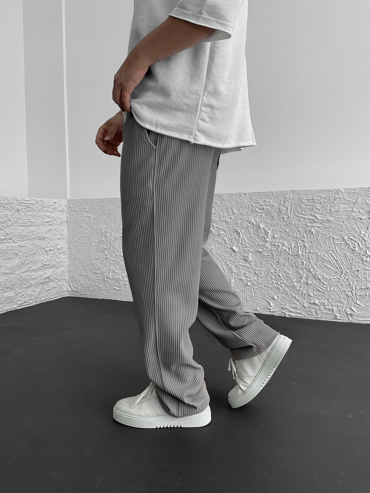 Rive Ribbed Relaxed Fit Trousers – side view