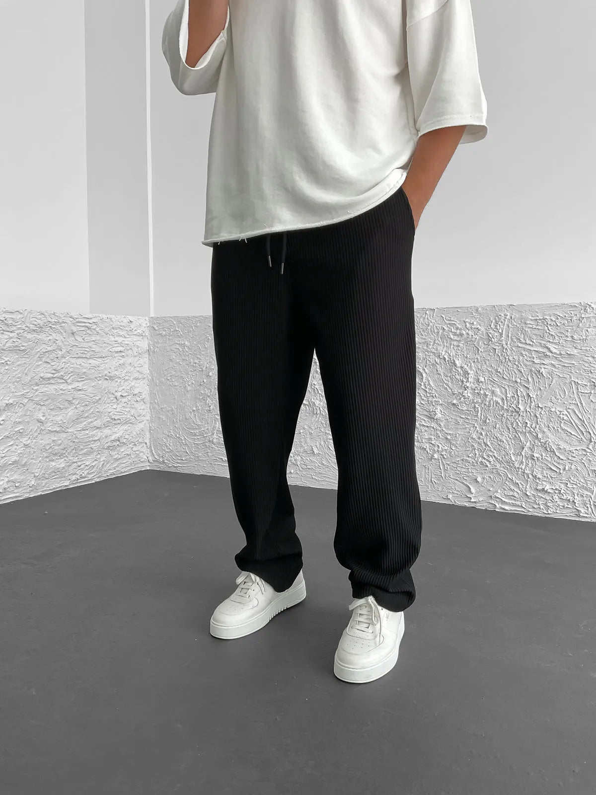 Rive Ribbed Relaxed Fit Trousers – back view