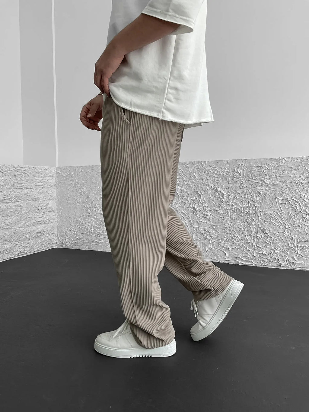 Rive Ribbed Relaxed Fit Trousers – side view