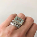 Rochelle silver turquoise ring set, front view