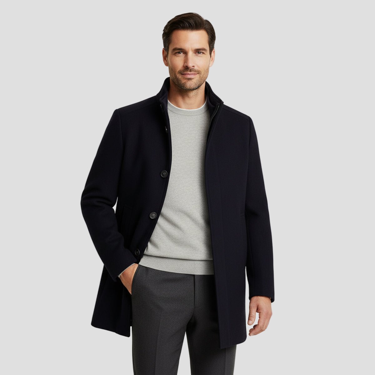 Roderick classic fit wool overcoat, fabric close-up