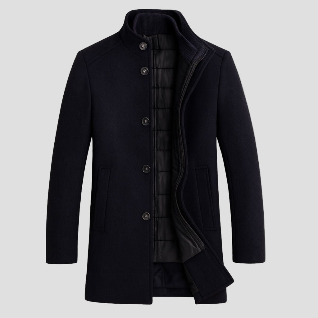 Roderick classic fit wool overcoat, back view