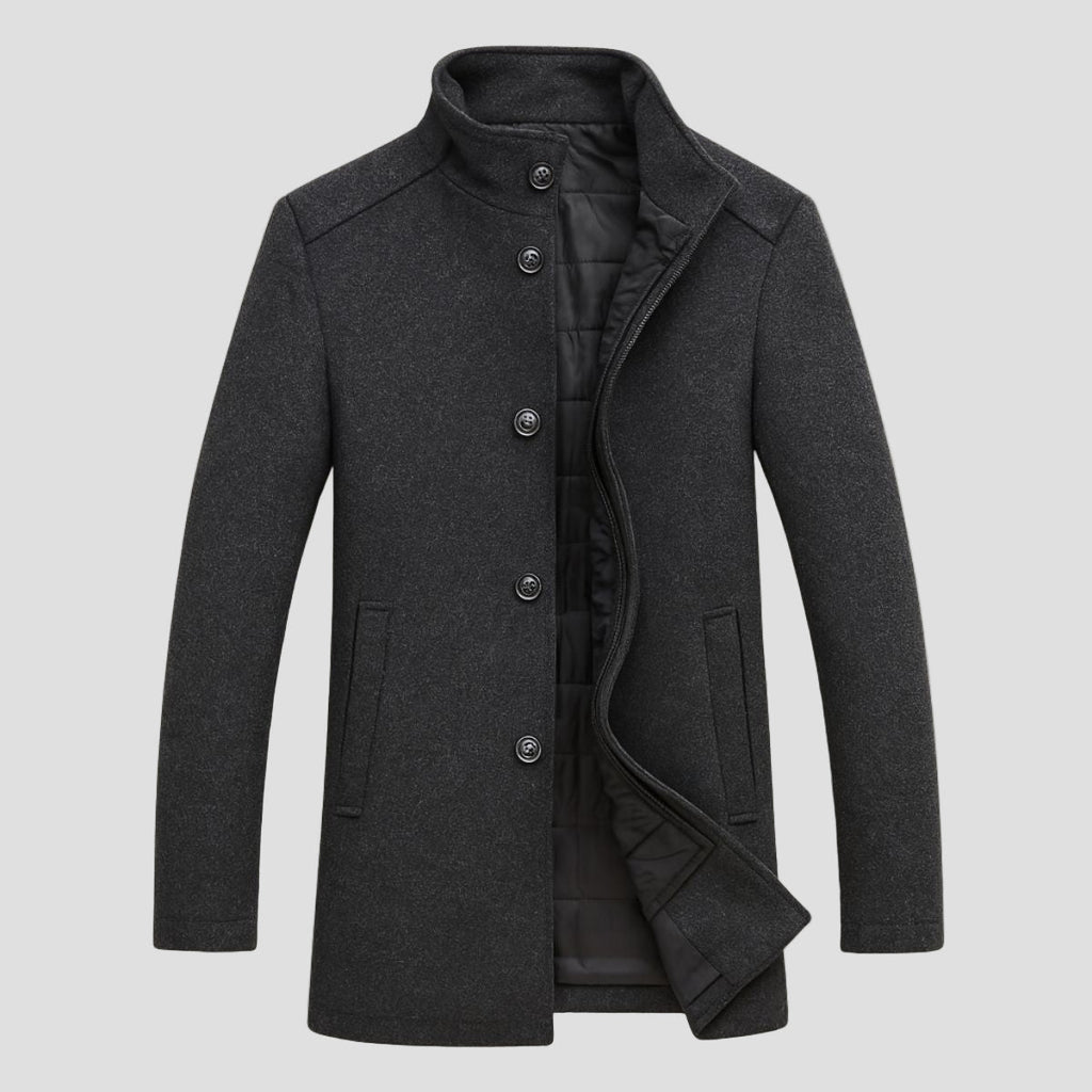 Roderick classic fit wool overcoat, lapel detail