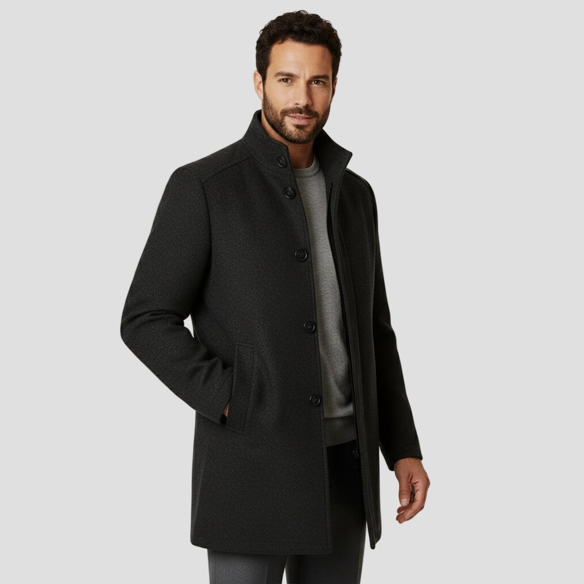 Roderick classic fit wool overcoat, additional studio view