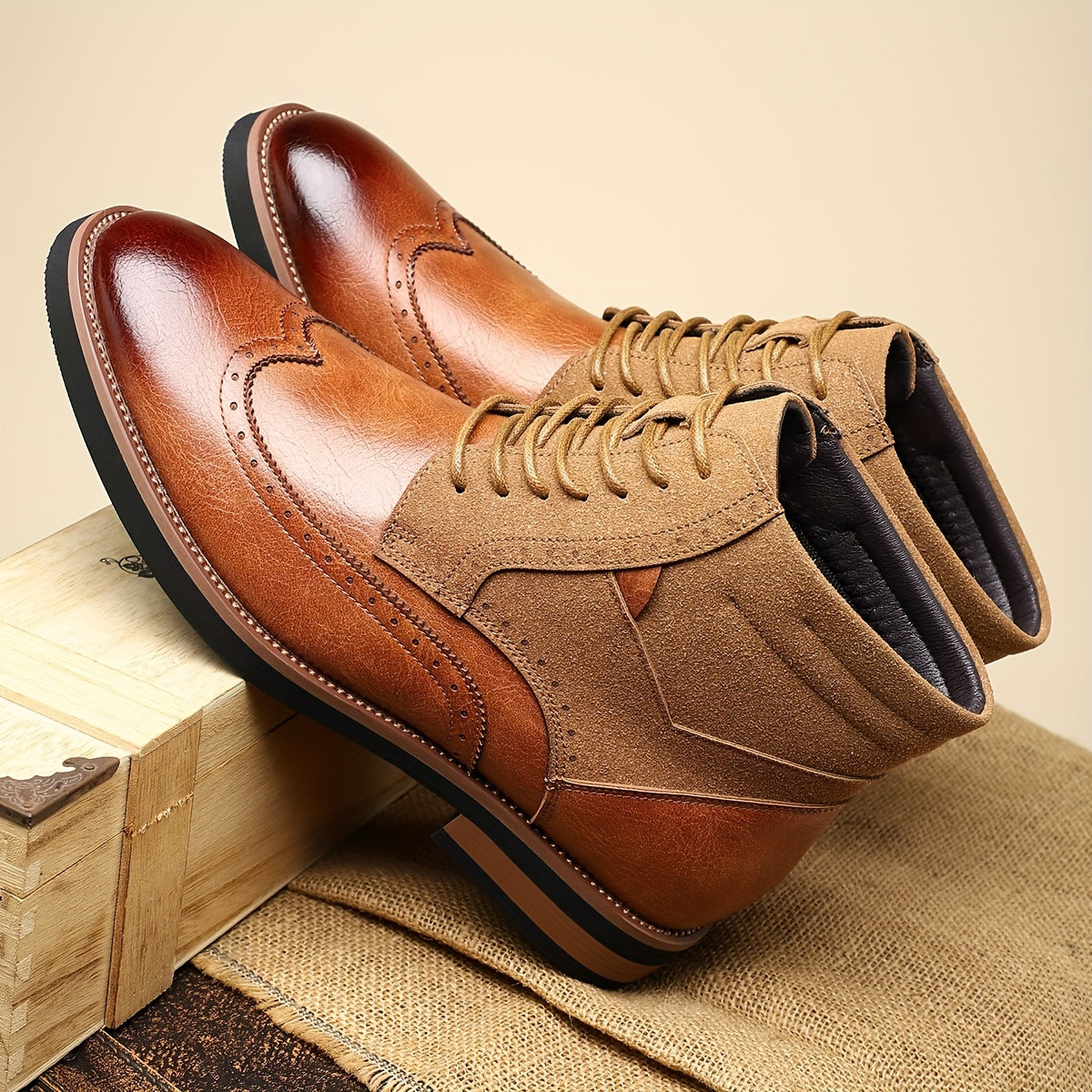 Rolando | Classic Wingtip Ankle Boots – close-up