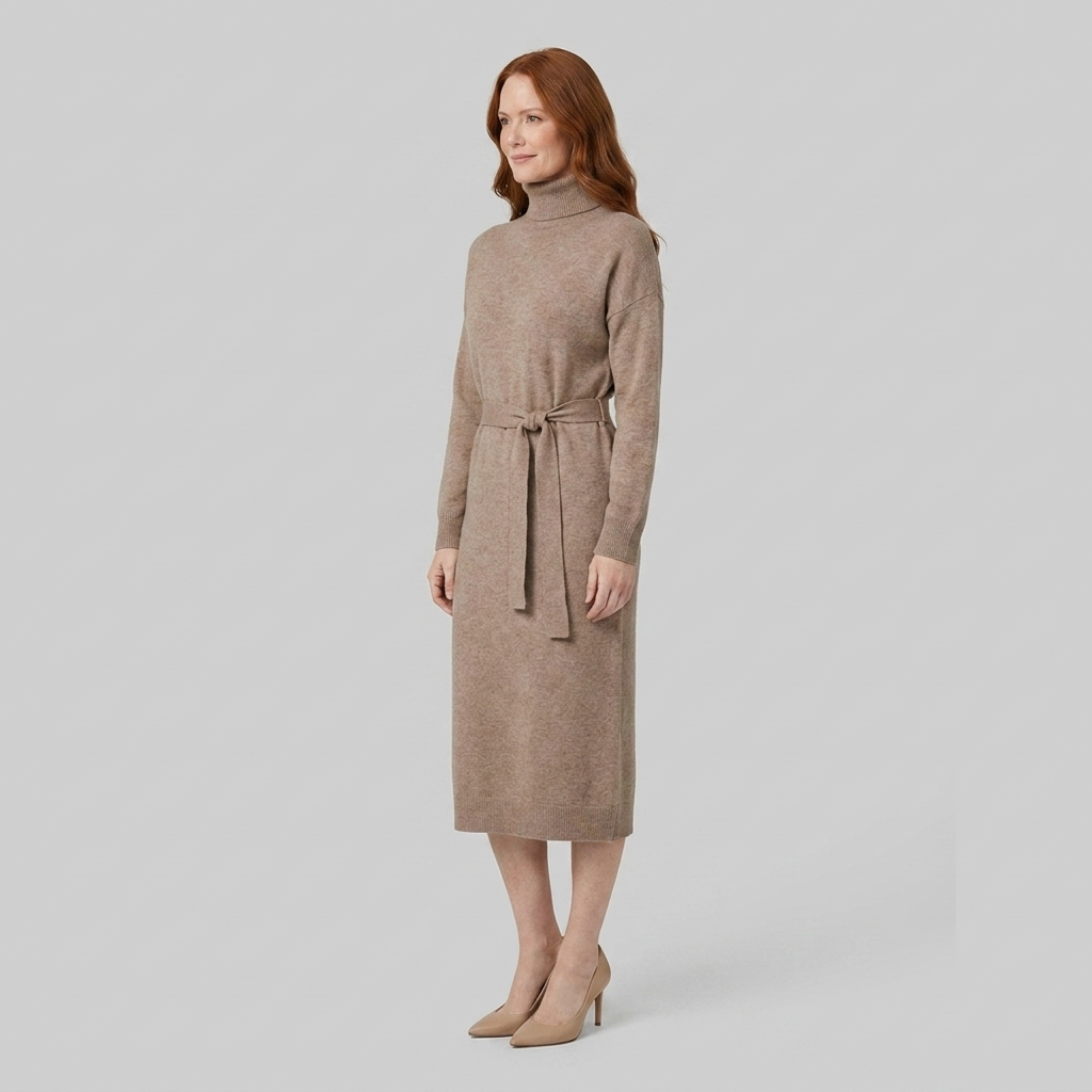 Romilly | Wool-Blend Turtleneck Knit Dress – side view