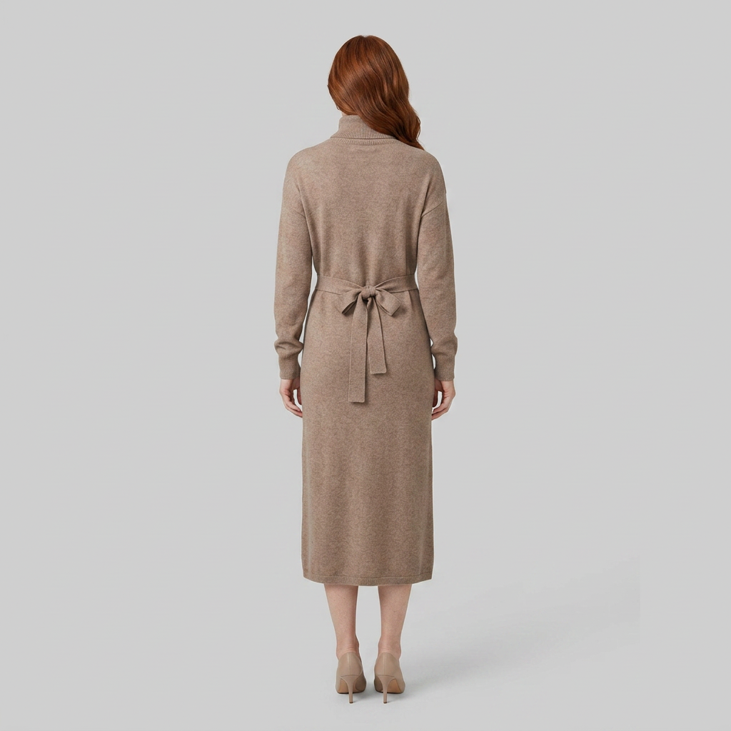Romilly | Wool-Blend Turtleneck Knit Dress – back view