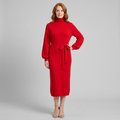 Romilly | Wool-Blend Turtleneck Knit Dress – styled view in red