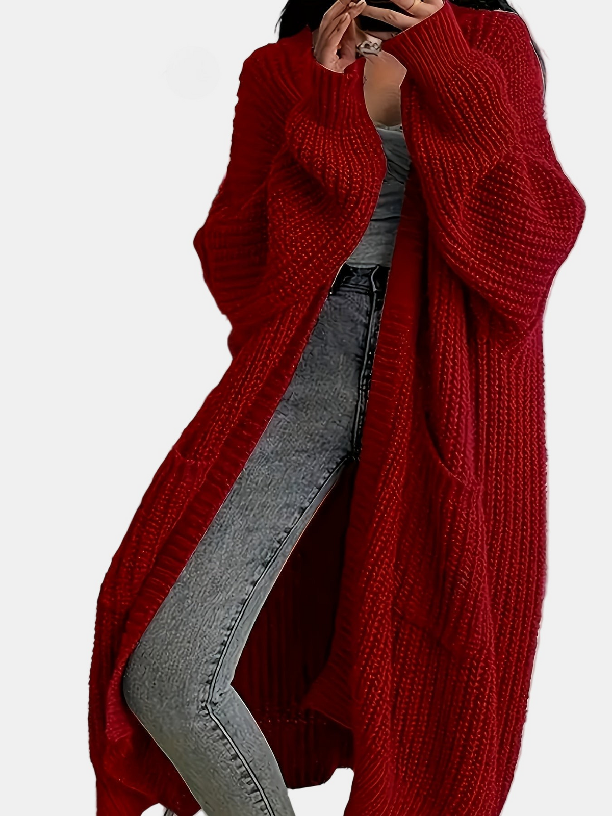 Romy Cozy Longline Cardigan – side view