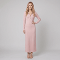 Romy | Ribbed Knit Zip-Front Maxi Dress by Vera Noir – in light pink
