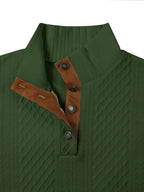 Ronan | Stand Collar Button Henley Sweater – close-up