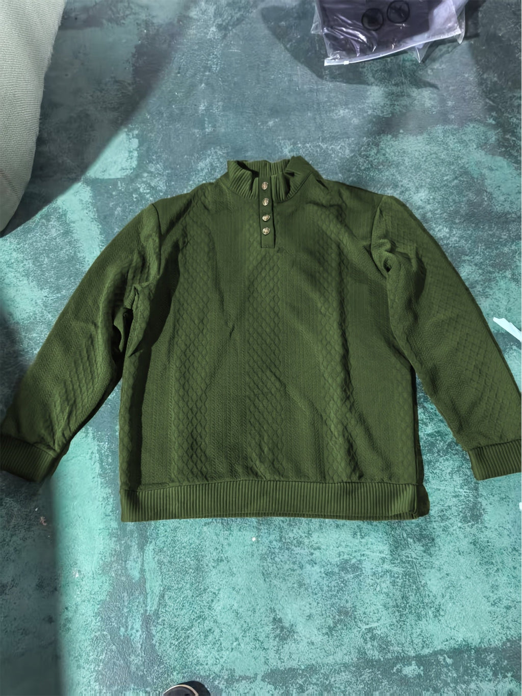 Ronan | Stand Collar Button Henley Sweater – front view