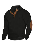 Ronan | Stand Collar Button Henley Sweater – front view