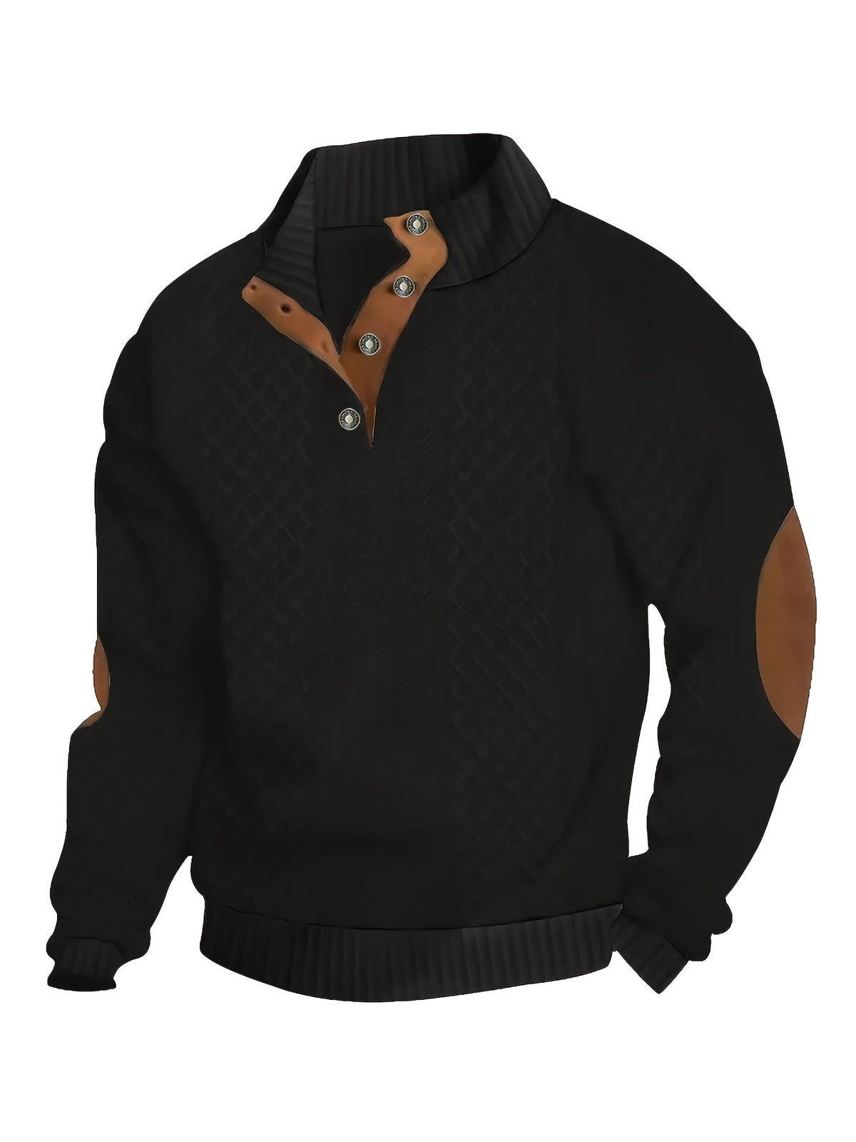 Ronan | Stand Collar Button Henley Sweater – front view