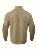 Ronan | Stand Collar Button Henley Sweater – back view