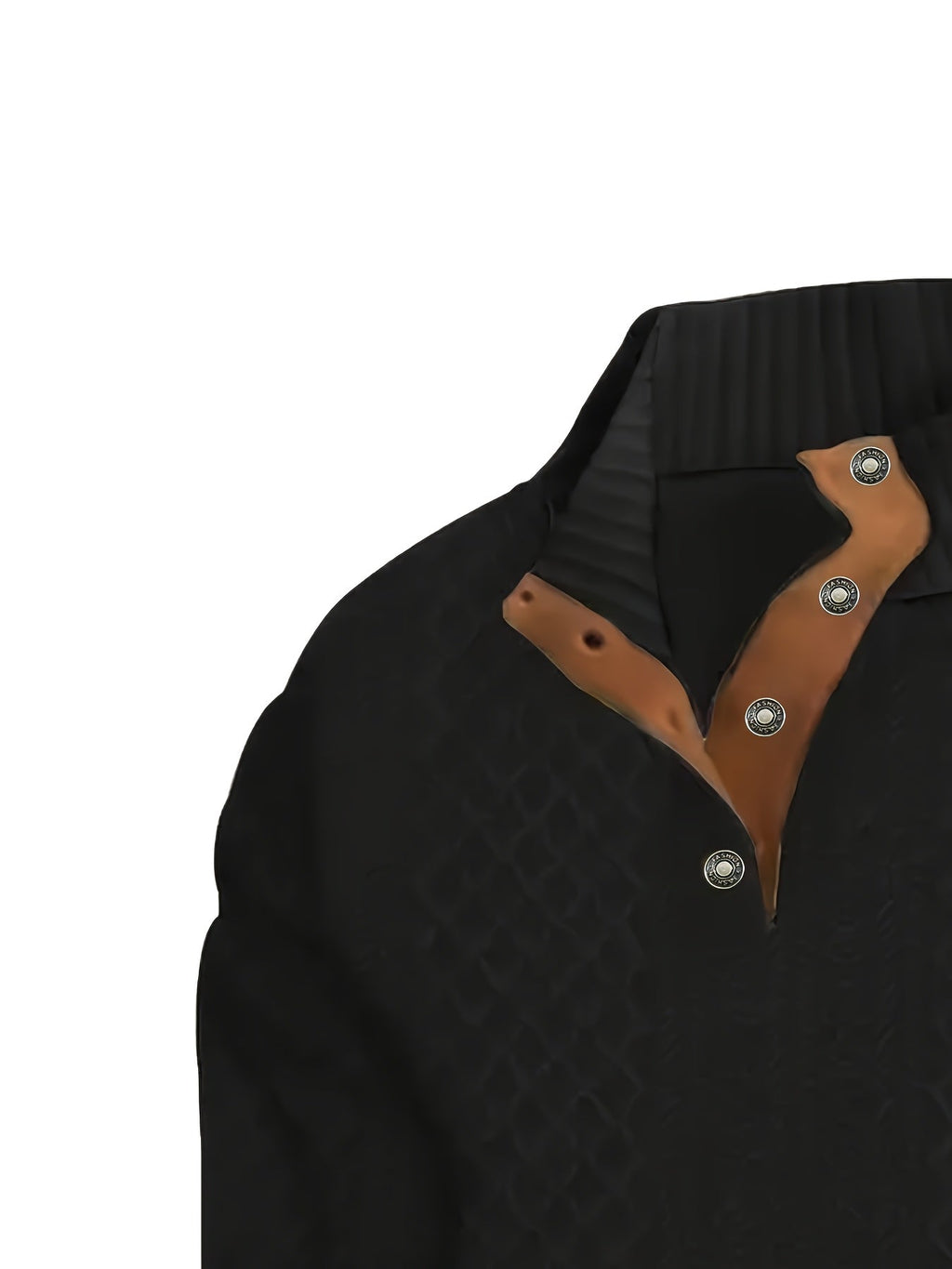 Ronan | Stand Collar Button Henley Sweater – detail view
