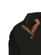Ronan | Stand Collar Button Henley Sweater – detail view