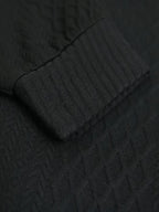 Ronan | Stand Collar Button Henley Sweater – detail view