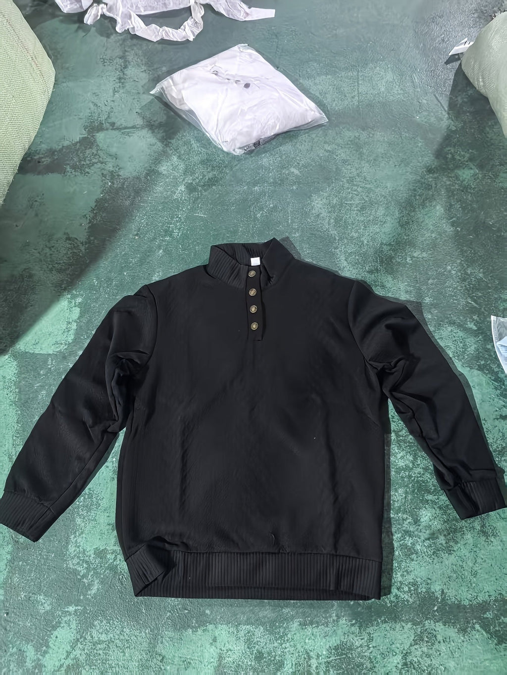 Ronan | Stand Collar Button Henley Sweater – front view