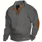 Ronan | Stand Collar Button Henley Sweater – front view
