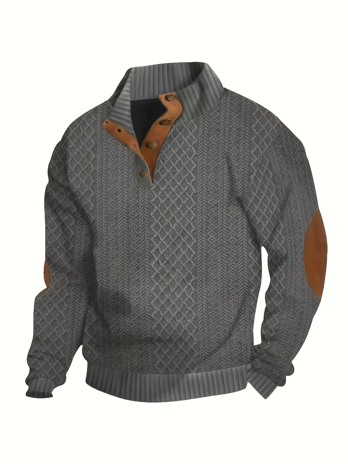 Ronan | Stand Collar Button Henley Sweater – front view