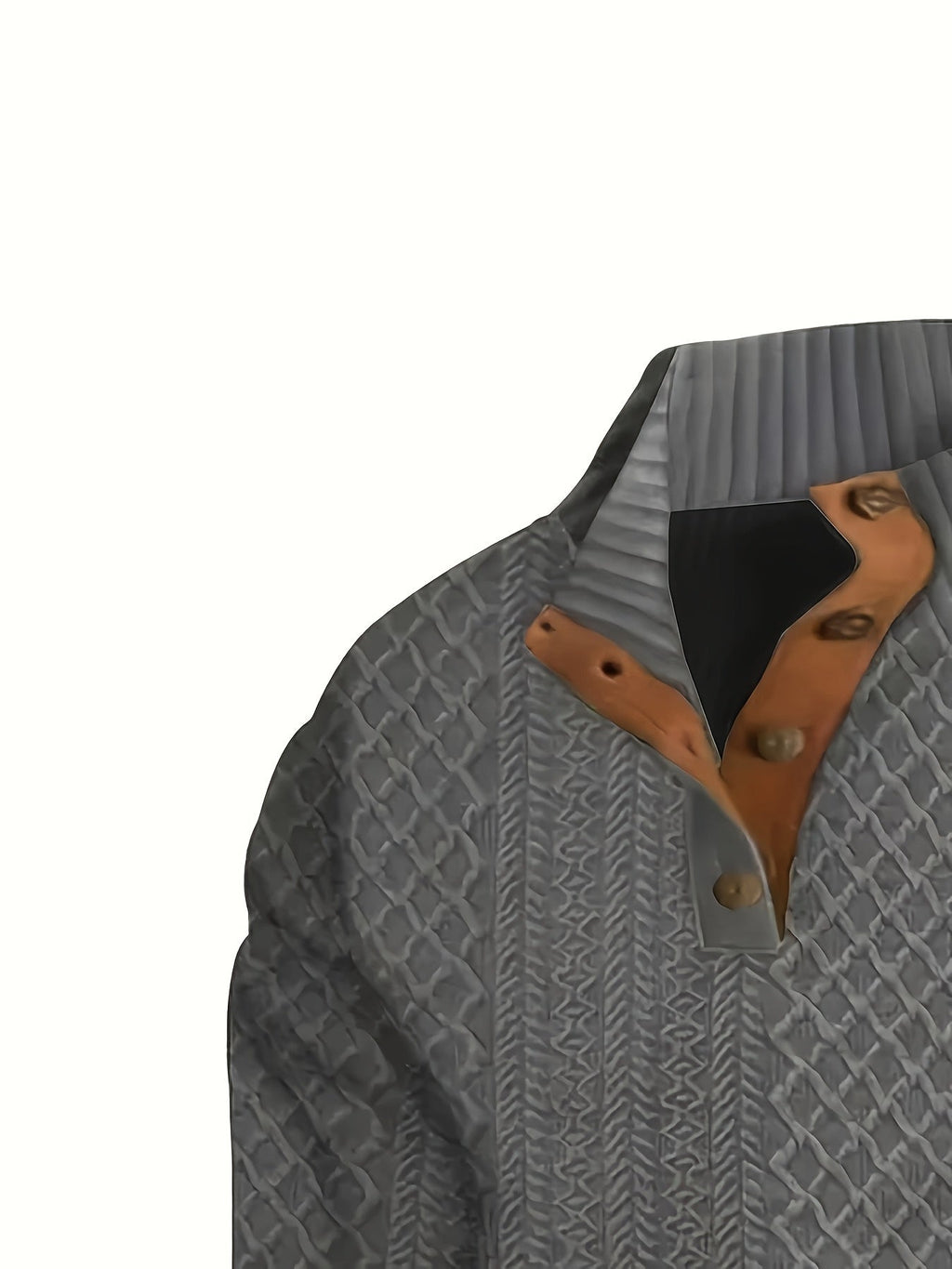 Ronan | Stand Collar Button Henley Sweater – detail view