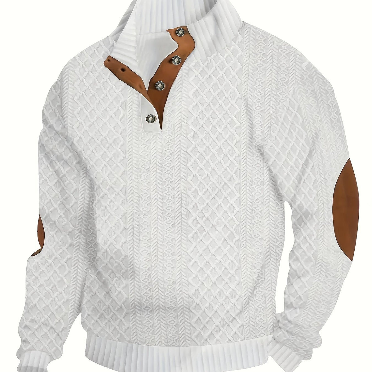 Ronan | Stand Collar Button Henley Sweater – front view