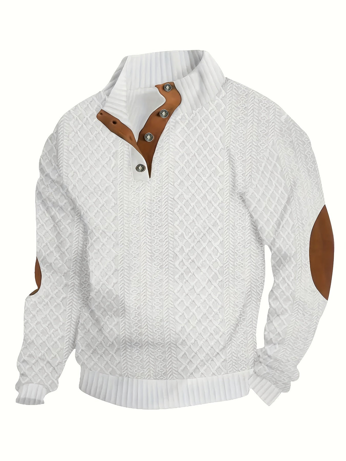 Ronan | Stand Collar Button Henley Sweater – front view